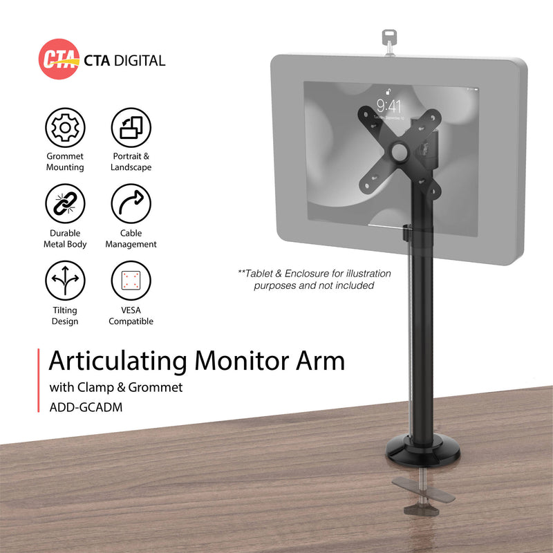 CTA Digital Articulating Monitor Arm with Clamp and Grommet