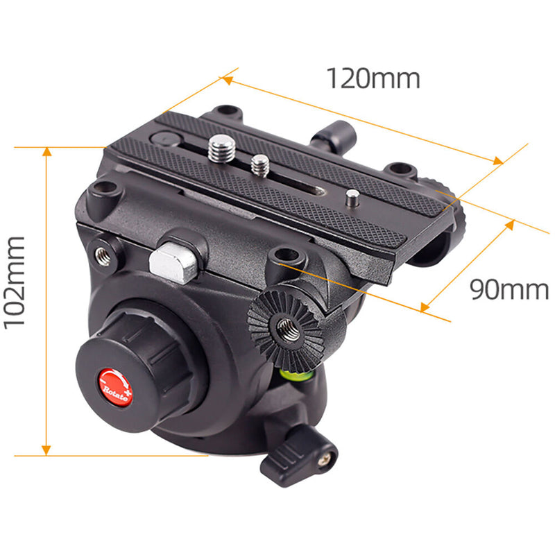 XILETU LS-6A Fluid Drag Hydraulic Tripod Head with Quick Release Plate
