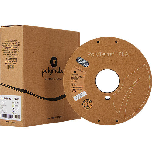 Polymaker 1.75mm PolyTerra PLA+ Filament (2.2 lb, Gray)