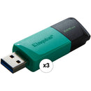 Kingston 256GB DataTraveler Exodia M USB 3.2 Gen 1 Flash Drive (Teal, 3-Pack)