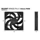 be quiet! 140mm Silent Wings Pro 4 Case Fan (Black)