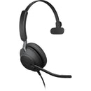 Jabra Evolve2 40 Mono Wired On-Ear Headset with Extension Cable (Unified Communication, USB Type-C, Black)