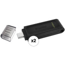 Kingston 128GB DataTraveler 70 USB 3.2 Gen 1 Type-C Flash Drive (2-Pack)
