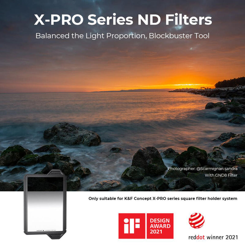 K&F Concept X-PRO Square Soft-Edge Graduated ND Filter with Frame (100 x 150mm, 4-Stop)
