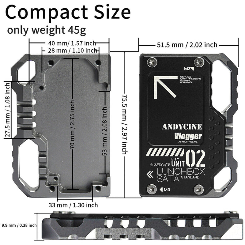 ANDYCINE LunchBox II Magnalium Case for SATA SSD to Atomos Ninja V/V+ Attachment (Black)