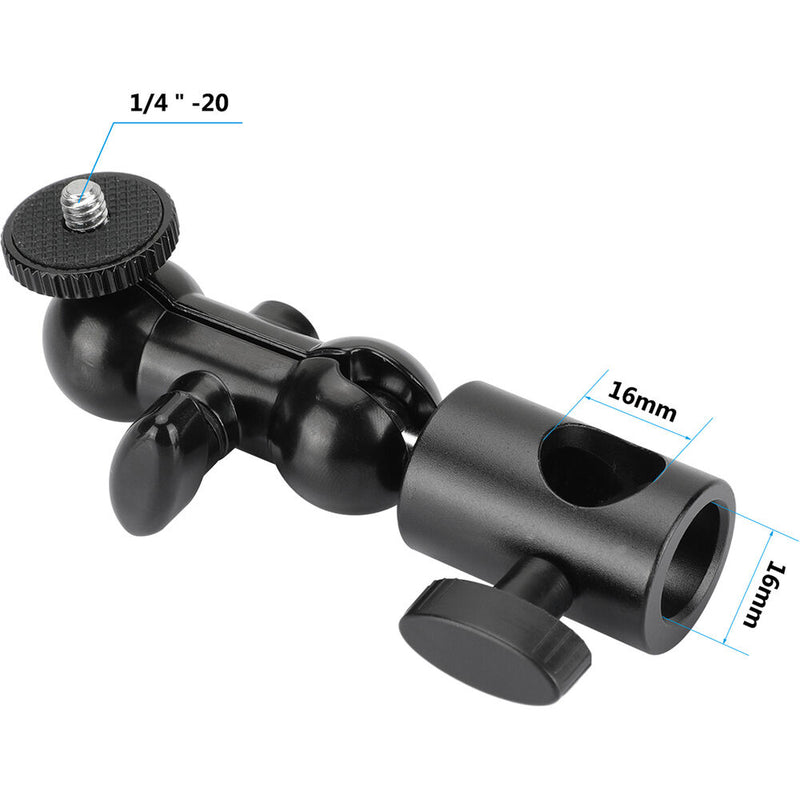 CAMVATE 16mm Light Stand Head Adapter with 1/4"-20 Thumbscrew Mini Ball Head