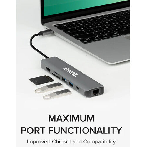 Plugable USB-C 7-in-1 Docking Station with Ethernet