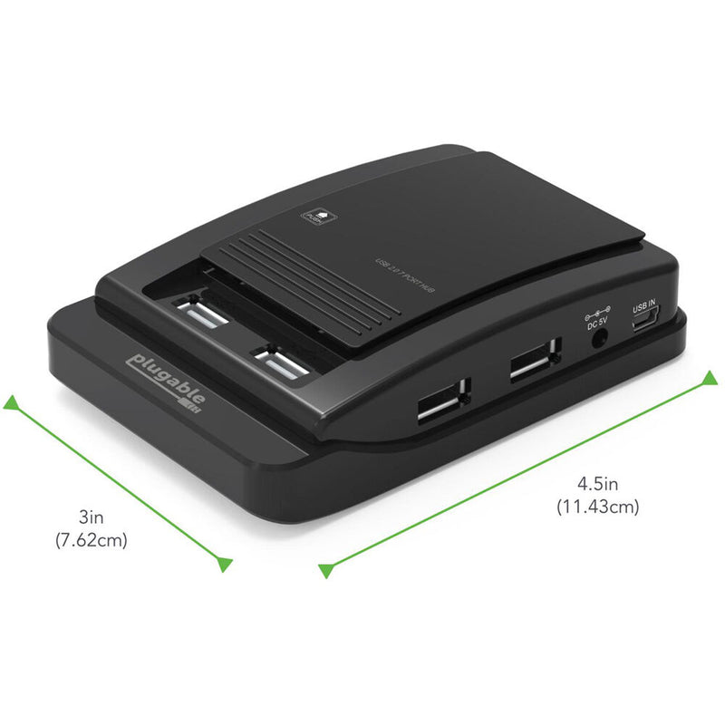 Plugable 7-Port USB-A 2.0 Hub with 15W Power Adapter