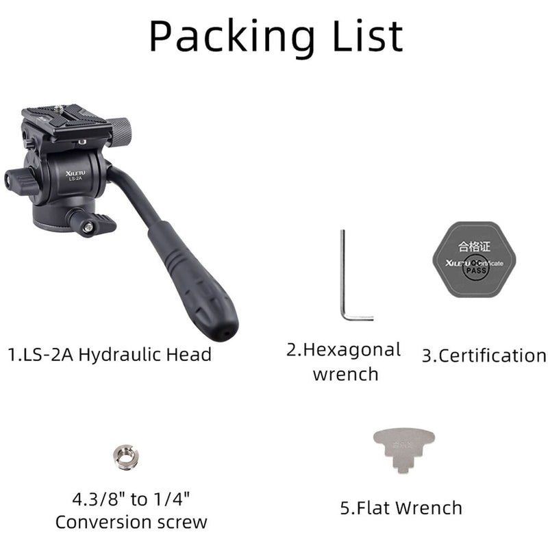 XILETU LS-2A Fluid Tripod Head with Quick Release Plate