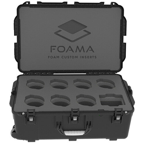 Foama Wheeled Hard Case with Foam Insert for Set of 7 Canon Sumire Prime Lenses (Black Insert)