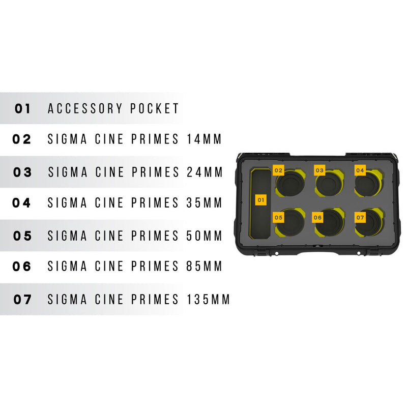 Foama Wheeled Hard Case for Set of Six Sigma Cine Lenses (Black Foam Insert)