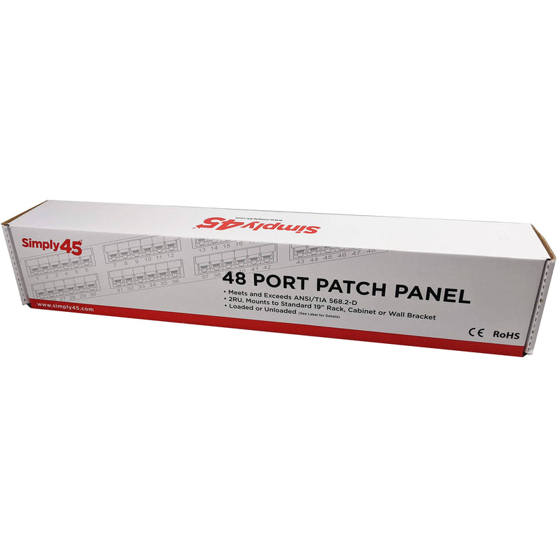 Simply45 48 Port Loaded UTP Patch Panel (Cat6, 2 RU)