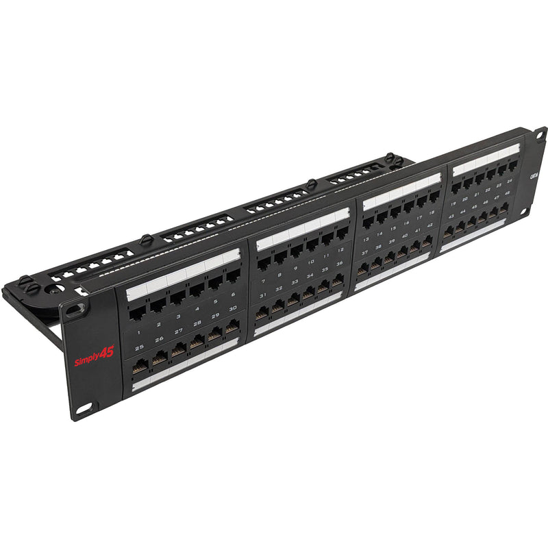 Simply45 48 Port Loaded UTP Patch Panel (Cat6, 2 RU)