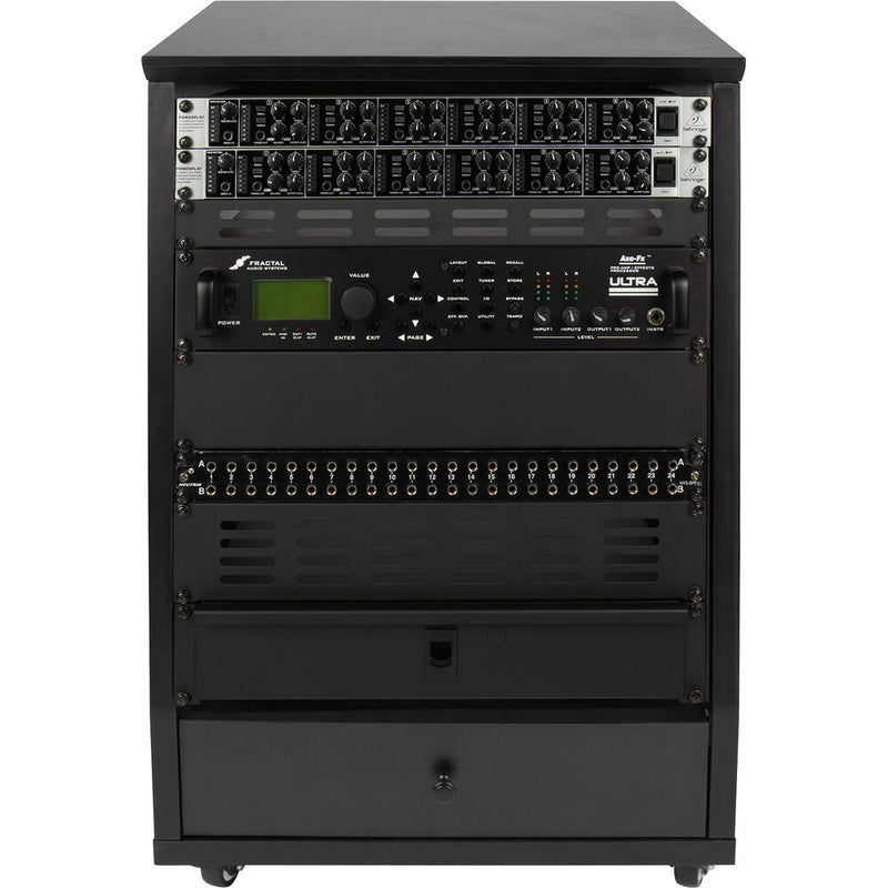 Gator Elite Furniture Series Angled Studio Rack with Locking Casters (12 RU, Black)
