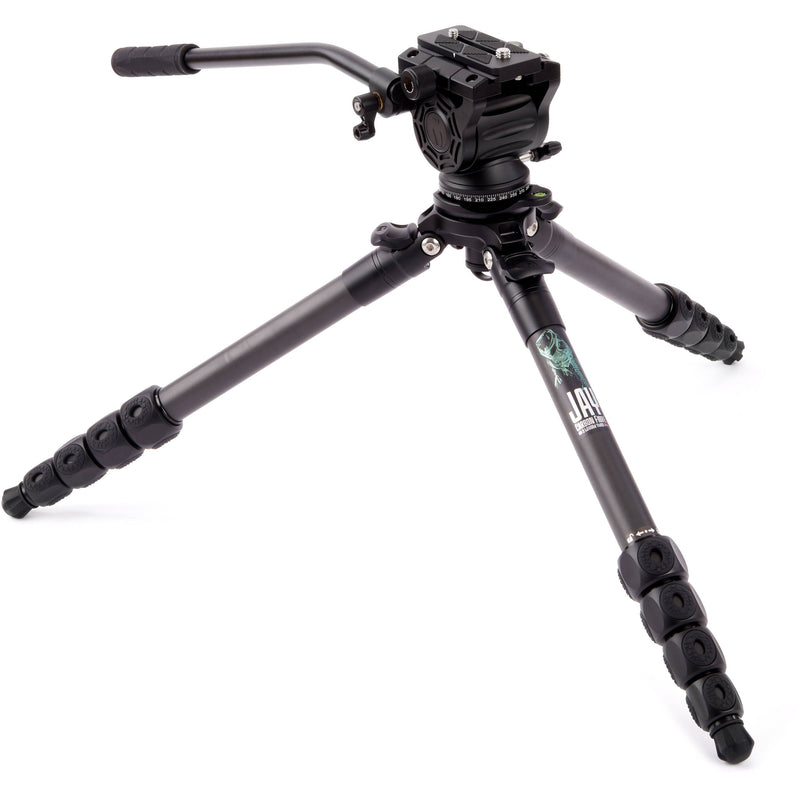 3 Legged Thing Jay Carbon Fiber Tripod with Quick Leveling Base & AirHed Cine-A Fluid Head System (Matte Black)
