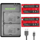 Neewer 2600mAh F550 Dual-Battery and USB Charger Set (Red)