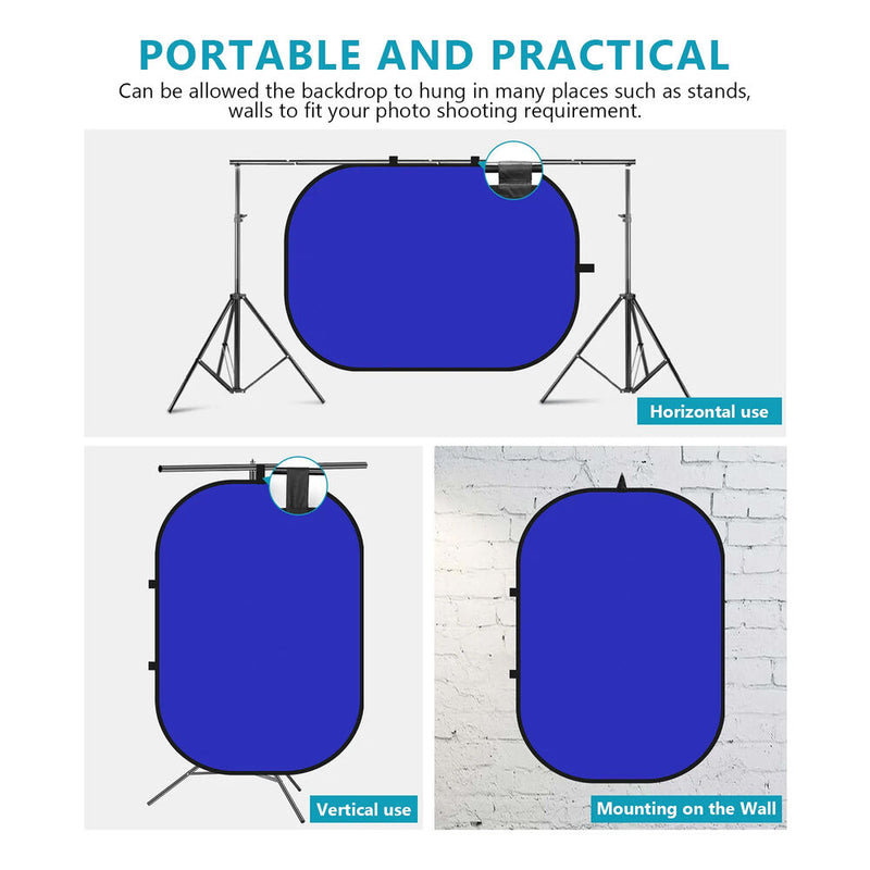 Neewer Collapsible Backdrop Double Sided Pop Out Twist (5 x 7', Blue / Gray)