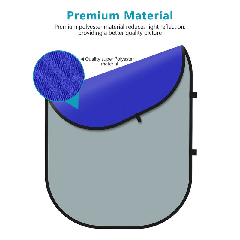 Neewer Collapsible Backdrop Double Sided Pop Out Twist (5 x 7', Blue / Gray)