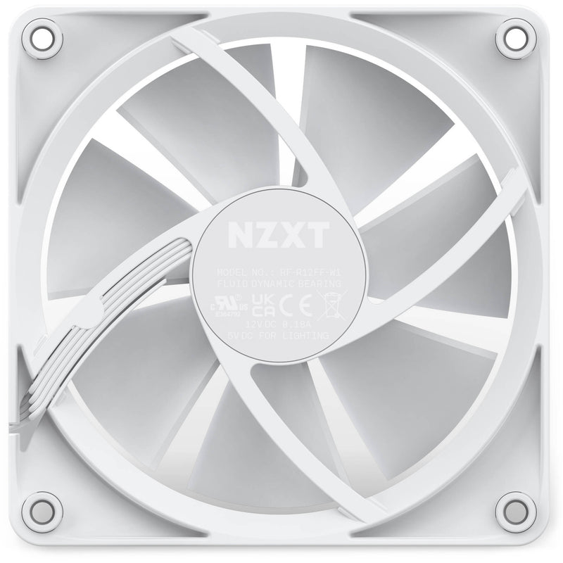 NZXT F120 120mm RGB PWM Fan (White, 3-Pack with NZXT CAM Controller)