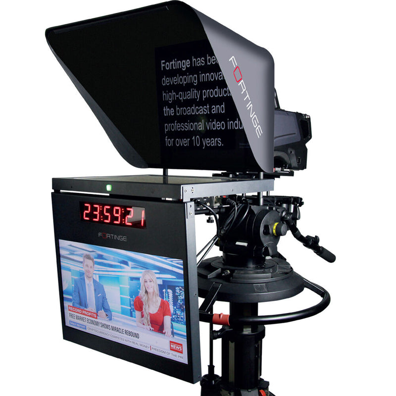 Fortinge 21" Studio Prompter Set with HDMI, BNC, VGA, SDI, and NDI Inputs (High Brightness)