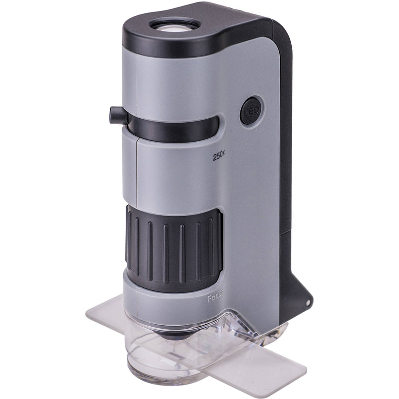 Carson MicroFlip MP-250 100-250x Pocket Microscope with 24 Slides Kit