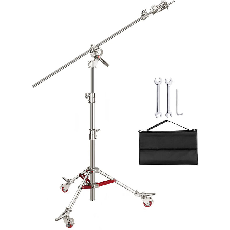Neewer Stainless Steel C-Stand with Casters and Boom Arm (10')