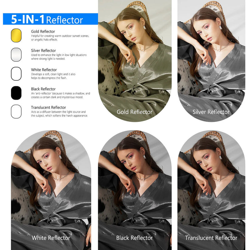 Neewer 5-in-1 Portable Lighting Reflector/Diffuser Kit (4.9 x 6.6')