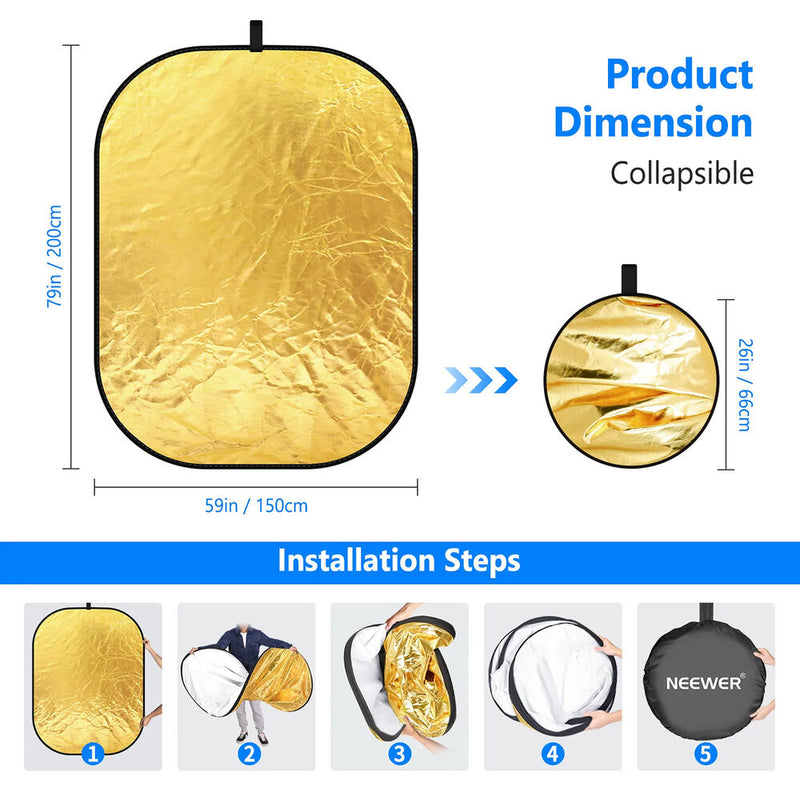 Neewer 5-in-1 Portable Lighting Reflector/Diffuser Kit (4.9 x 6.6')