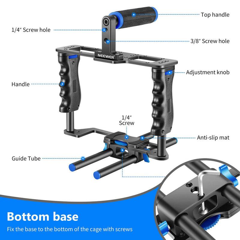 Neewer Camera Cage Kit (Black and Blue)
