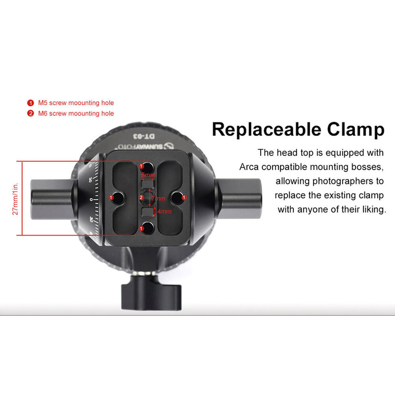 Sunwayfoto DT-03S Tilt Head with QR Arca-Type Quick Release