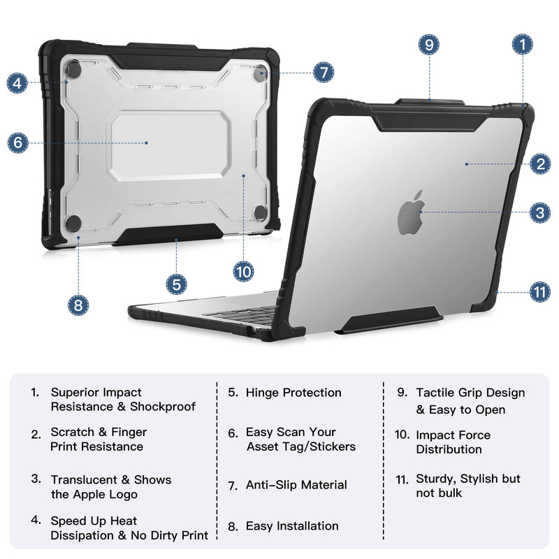 TechProtectus Hinge Protection Light Rugged MacBook Case & Keyboard Cover (Clear)