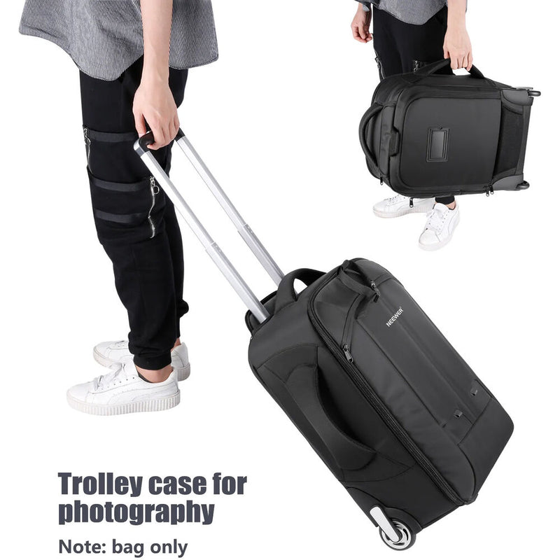 Neewer 2-in-1 Convertible Wheeled Camera Backpack/Luggage Trolley Case (Black/Red)