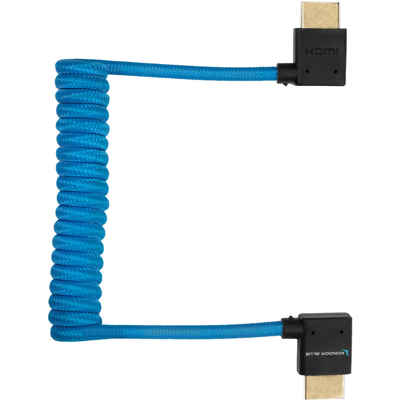 Kondor Blue Coiled Right-Angle High-Speed HDMI Cable (Kondor Blue, 12 to 24")