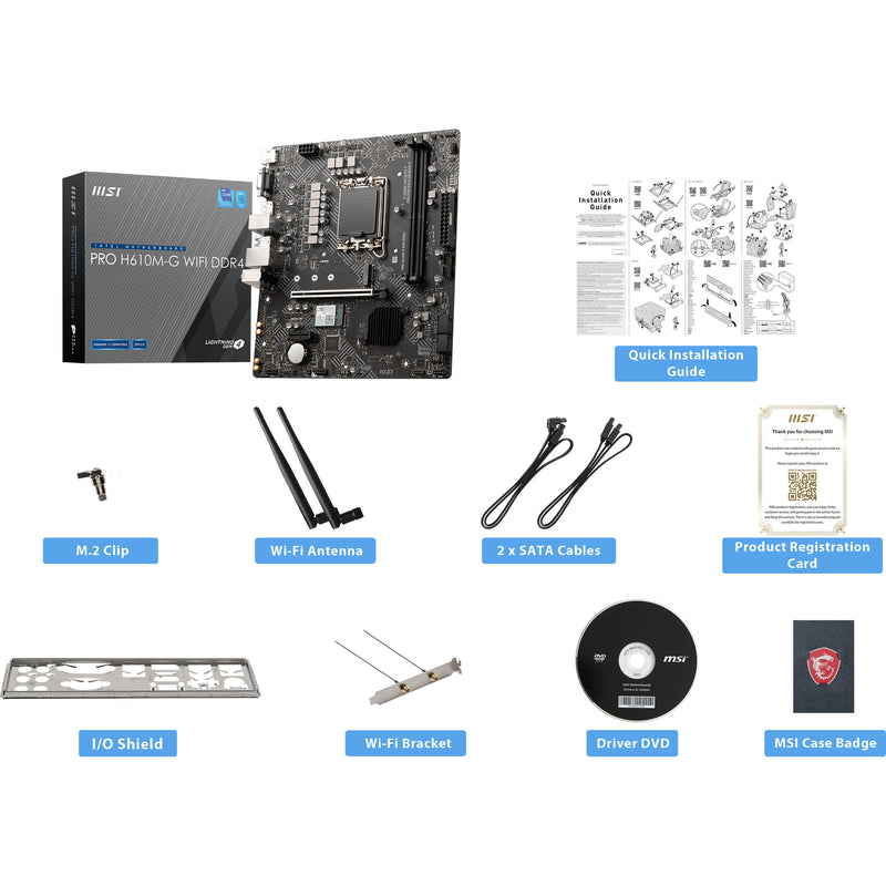 MSI PRO H610M-G WIFI DDR4 LGA 1700 Mini-ATX Motherboard