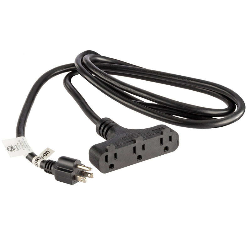 Watson Three-Tap Power Extension Cord (6', Black)