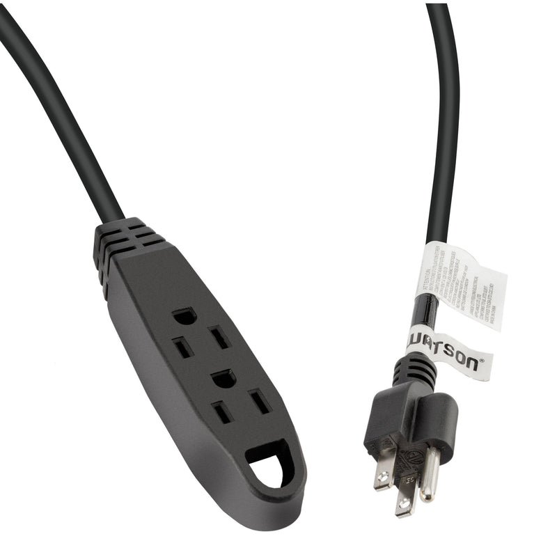 Watson 3-Outlet Power Extension Cord (10', Straight, Black)