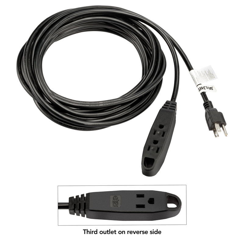 Watson 3-Outlet Power Extension Cord (15', Straight, Black)