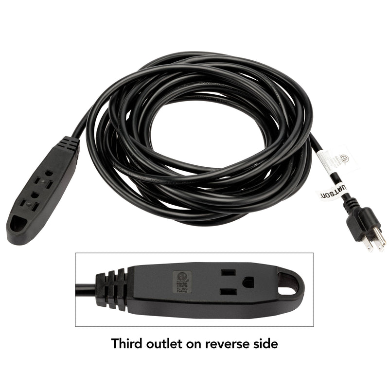 Watson 3-Outlet Power Extension Cord (25', Straight, Black)