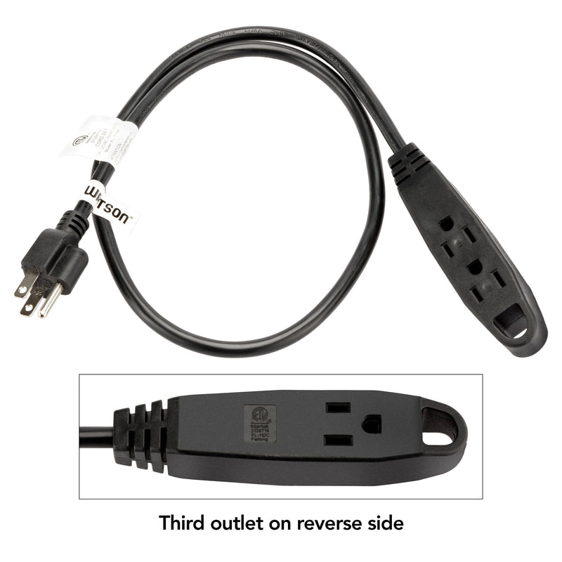 Watson 3-Outlet Power Extension Cord (3', Straight, Black)