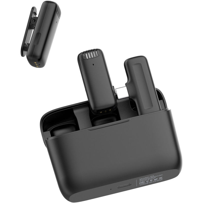 Ulanzi J12 2-Person Wireless Microphone System with USB-C Connector for Mobile Devices (Black)