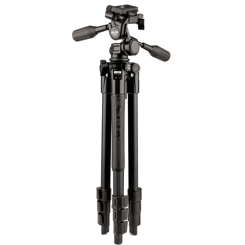 Slik Pro AL-324-3W Aluminum 4-Section Tripod with Arca-Type 3-Way Pan-Tilt Head