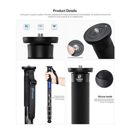 Leofoto MPQ-404C 4-Section Carbon Fiber Monopod with Case