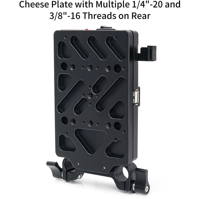 ANDYCINE Multi-Output V-Mount Battery Plate with Adjustable 15mm LWS Rod Bracket