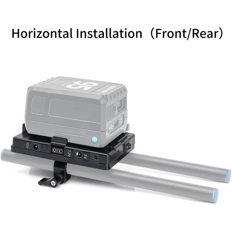 ANDYCINE Multi-Output V-Mount Battery Plate with Adjustable 15mm LWS Rod Bracket