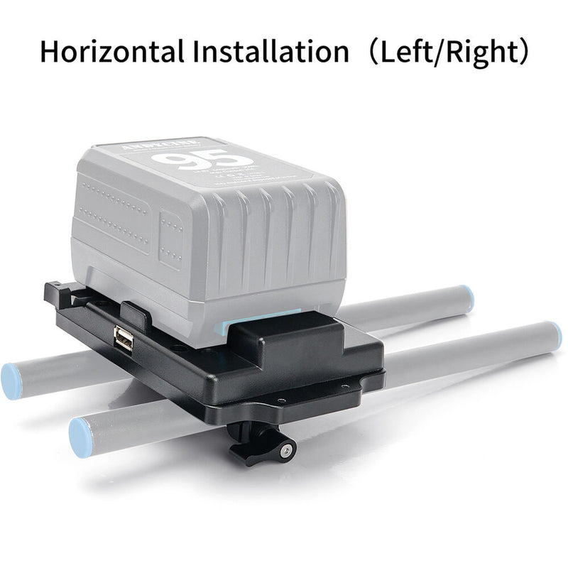 ANDYCINE Multi-Output V-Mount Battery Plate with Adjustable 15mm LWS Rod Bracket