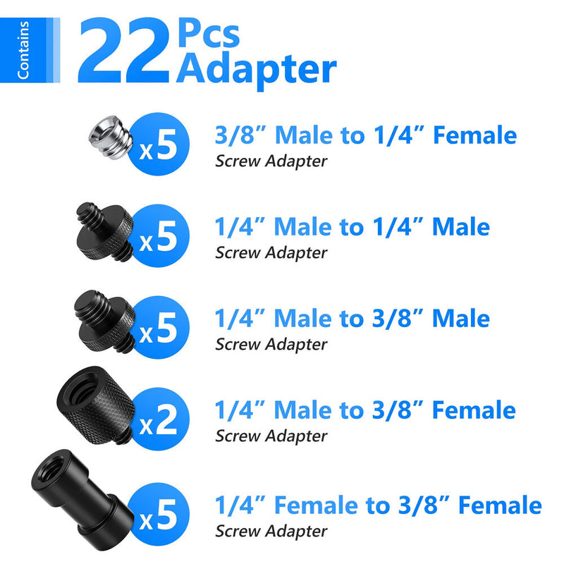 Neewer ST29 Camera Screw Adapter Set (22-Piece)