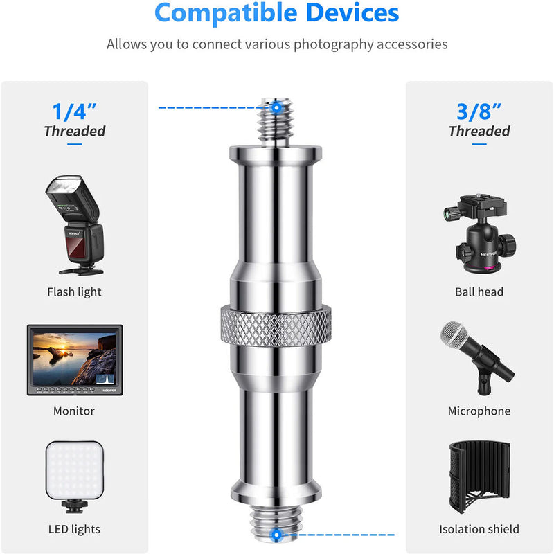 Neewer 1/4"-20 to 3/8"-16 Screw Adapter Spigot (3-Pack)