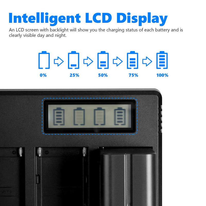 Neewer DP-F970 4-Bay L-Series Battery Charger with LCD