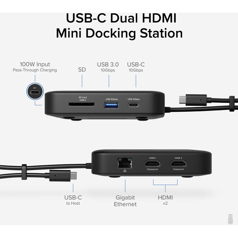 Plugable 7-in-1 USB-C Dual HDMI Mini Docking Station