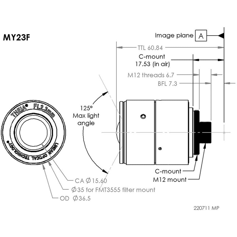 Theia Technologies MY23F M12-Mount 2.3mm Fixed Lens